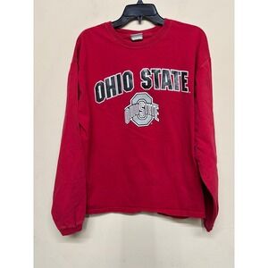 Ohio State Buckeyes Long Sleeve Shirt Mens L Red Jerzees NCAA